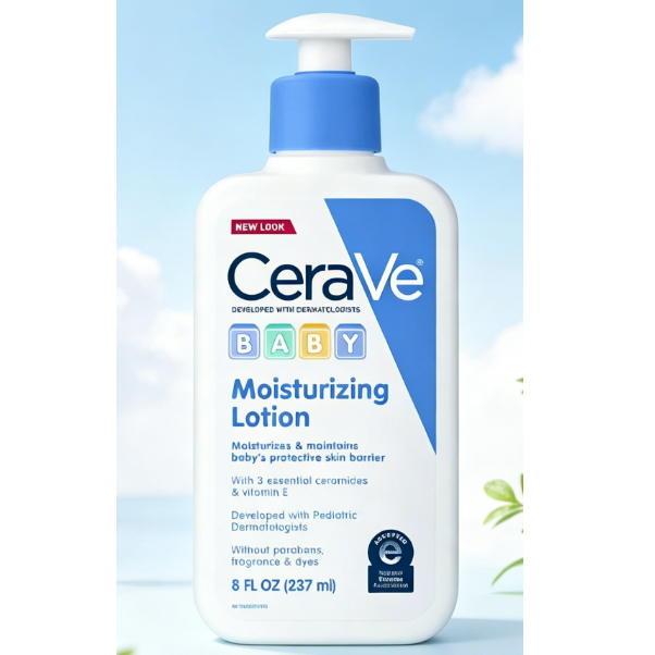 CeraVe Baby Moisturizing Lotion 237ml ปราศจากน้ําหอม เสริมสร้างเกราะป้องกันผิว Eczema-Approved สําหรับผิวแพ้ง่ายเด็ก
