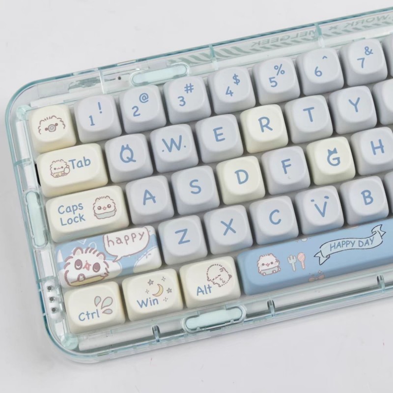 Keycap เฉพาะPerformed น่ารัก Blue Cat Keycaps MOA โปรไฟล์ PBT ระเหิดสําหรับ DIY ที่กําหนดเองคีย์บอร์