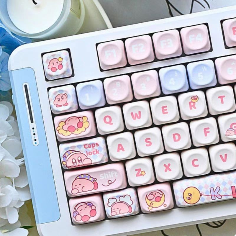 Keycap เฉพาะPerformed น่ารัก Kirby Keycaps MOA Cherry Profile PBT Sublimation สําหรับ DIY ที่กําหนดเ