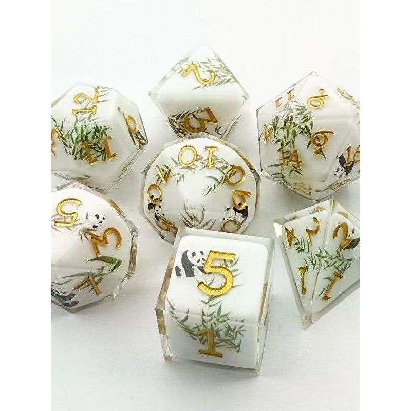 Panda Dice D&D Dice Set, ลูกเต๋า D&D คมชัด ครบชุด, Dungeons & Dragons Polyhedral RPG D&D (D6, D20) ส