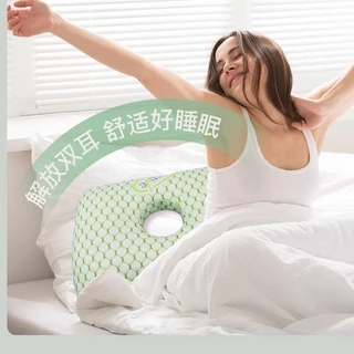 Ons ผ้าฝ้ายบรรจุหูเจาะหมอน Breathable Ergonomic หมอนรูหูแบบพกพาสบายต่างหูหมอนที่