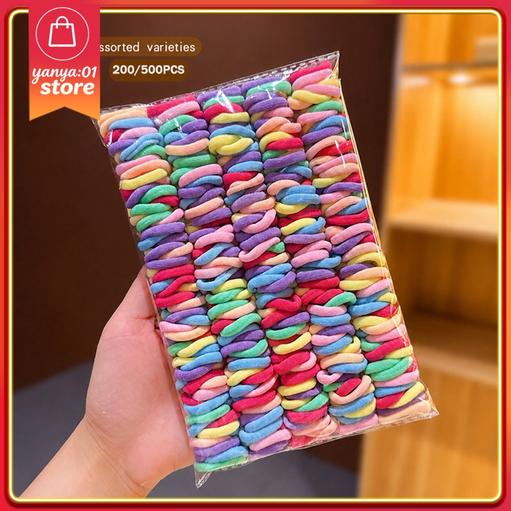 200/500 ชิ้น เด็ก ผ้าขนหนูผมกํามะหยี่ยืดหยุ่น Scrunchies ไม่มีรอย สําหรับหางม้าเด็ก อุปกรณ์เสริมผม
