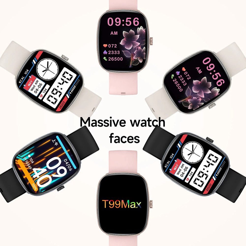 ล่าสุด T99 MAX สมาร์ทวอท์ชผู้หญิงกันน้ํากีฬาสุภาพสตรีนาฬิกาสุขภาพ Smartwatch