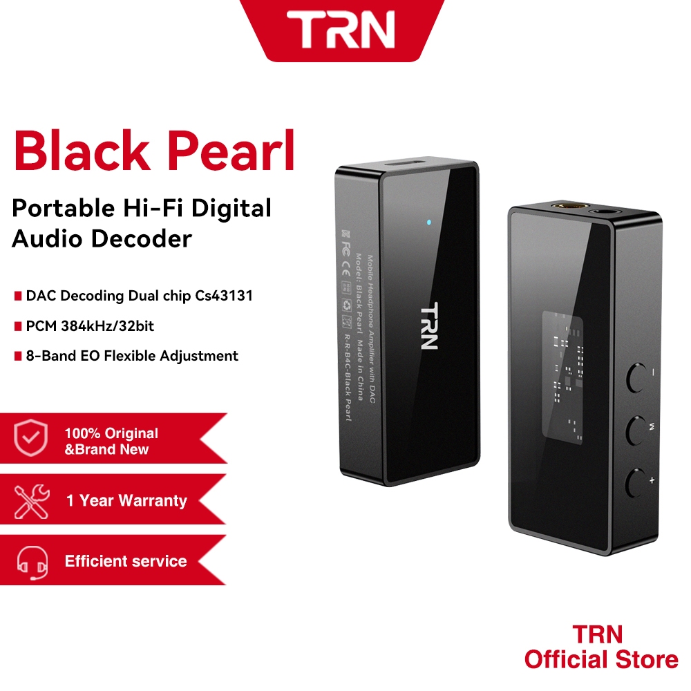 TRN Black Pearl Hi-Fi DAC Amplifier Dual CS43131 ชิป 32bit/384kHz DSD256 8-Band EQ พร้อม WALK PLAY APP Linkage สําหรับเล่นเกมและเพลง