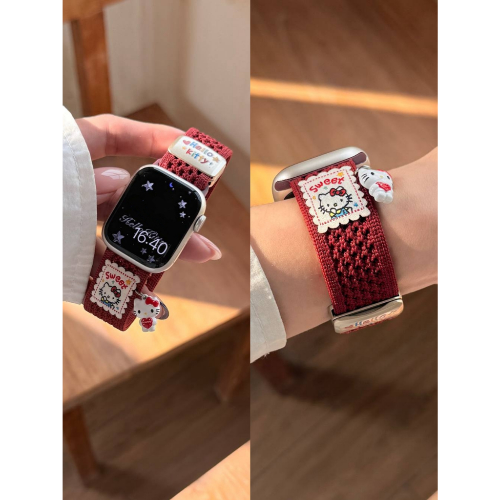 สายไนลอนแม่เหล็ก Apple Watch น่ารัก สําหรับผู้หญิง Series 11–1 SE ขนาด 38–49 มม.