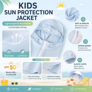 【ส่งด่วน】📢 เสื้อคลุมกันแดดเด็ก สีทึบ มีฮู้ด แห้งไว ระบายอากาศดี กันรังสี UV #TUBA Kids