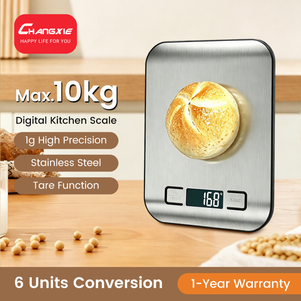 CHANGXIE 10kg / 1g ตาชั่งดิจิตอล ฟังก์ชันเทร์ (Tare) Kitchen Scale Digital Scale เครื่องชั่งอาหาร ตาชั่งอาหาร  ที่ชั่งอาหาร ตาชั่งครัว ตาชั่งขนม ตาชั่งกาแฟ ตาชั่งผลไม้ Food Scale Coffee Scale