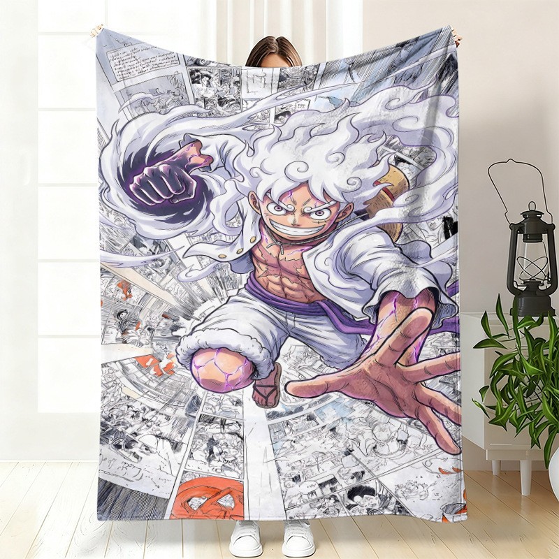 สินค้าอนิเมะ ผ้าห่มโยนโซฟา ผ้าห่มสักหลาด One Piece Luffy