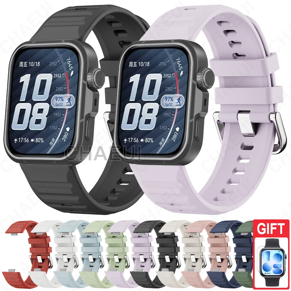 สายรัดข้อมือซิลิโคนอุปกรณ์เสริมสร้อยข้อมือที่ทนทานสําหรับ Huawei Watch Fit 5 Pro 4 3