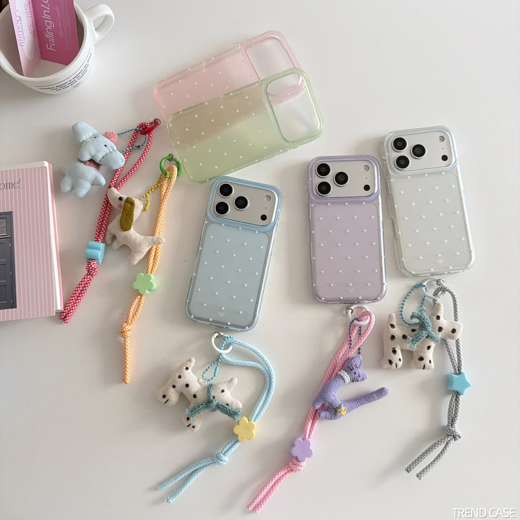 Simple Polka Dot จี้สัตว์เคสโทรศัพท์กันกระแทกฝาหลังสําหรับ iPhone 17 16 15 14 13 Pro Max