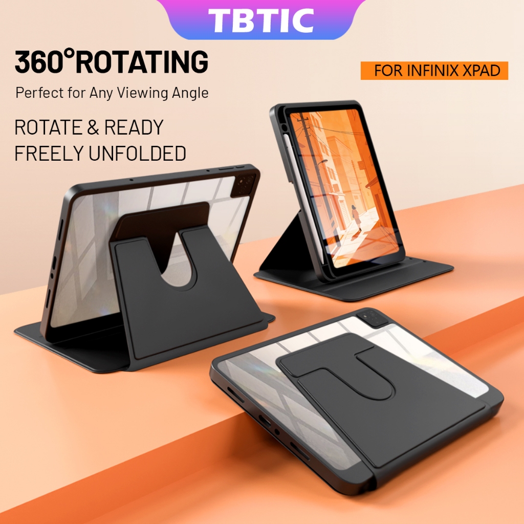 TBTIC เคสสำหรับ Infinix XPAD หมุนได้ 360° พร้อมช่องใส่ปากกา อะคริลิกแข็งกันกระแทก Auto Wake/Sleep สำหรับ XPAD 11 / XPAD 20