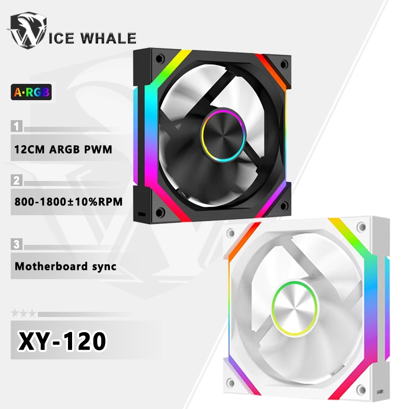 ICE Whale XY-120 พัดลมแชสซีคอมพิวเตอร์ 12 ซม.ARGB เมนบอร์ด Sync 4Pin PWM Quiet Cooling Case พัดลม 800-1800RPM
