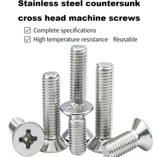 A&D M3 M4 SUS304 สแตนเลสสตีล Phillips Countersunk สกรูหัวแบน, ด้ายหยาบ GB819 สกรูหัวแฉกแบน