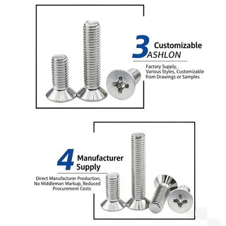 A&D M3 M4 SUS304 สแตนเลสสตีล Phillips Countersunk สกรูหัวแบน, ด้ายหยาบ GB819 สกรูหัวแฉกแบน