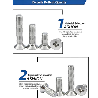 A&D M3 M4 SUS304 สแตนเลสสตีล Phillips Countersunk สกรูหัวแบน, ด้ายหยาบ GB819 สกรูหัวแฉกแบน