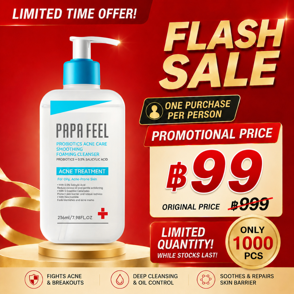 PAPA FEEL PROBIOTICS FOAMING CLEANSER | เกลือ 0.5% | รักษาสิว | สําหรับผิวมันและสิว-บํารุงผิว