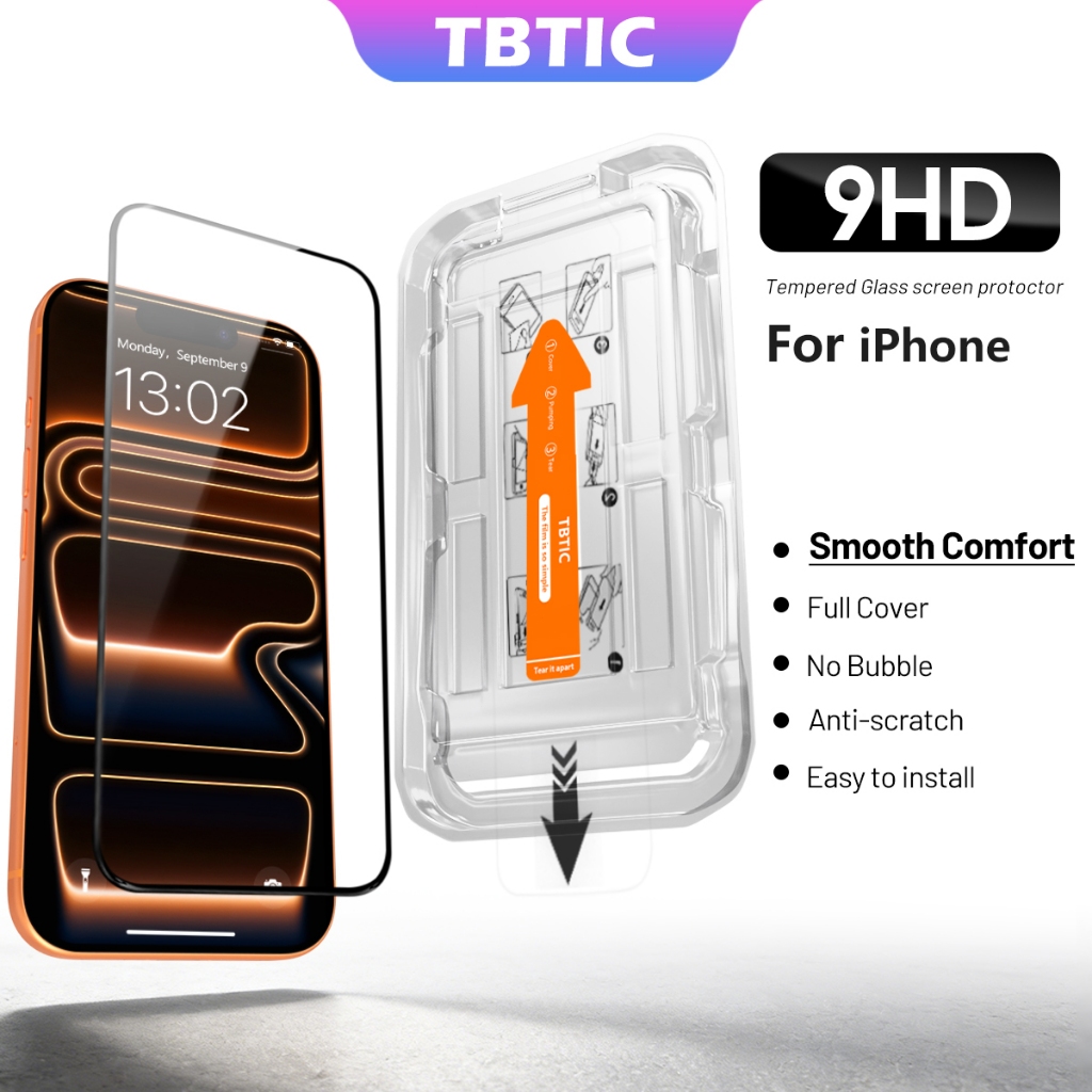 TBTIC สําหรับฟิล์ม iPhone 17/17Promax 17E 16E 16 15 14 13 12 11 Pro Max Plus XR X Xs Matte ความเป็นส่วนตัวกระจกนิรภัยป้องกันหน้าจอ Anti ลายนิ้วมือ Blueray สีเขียวติดตั้งง่าย Full Covera