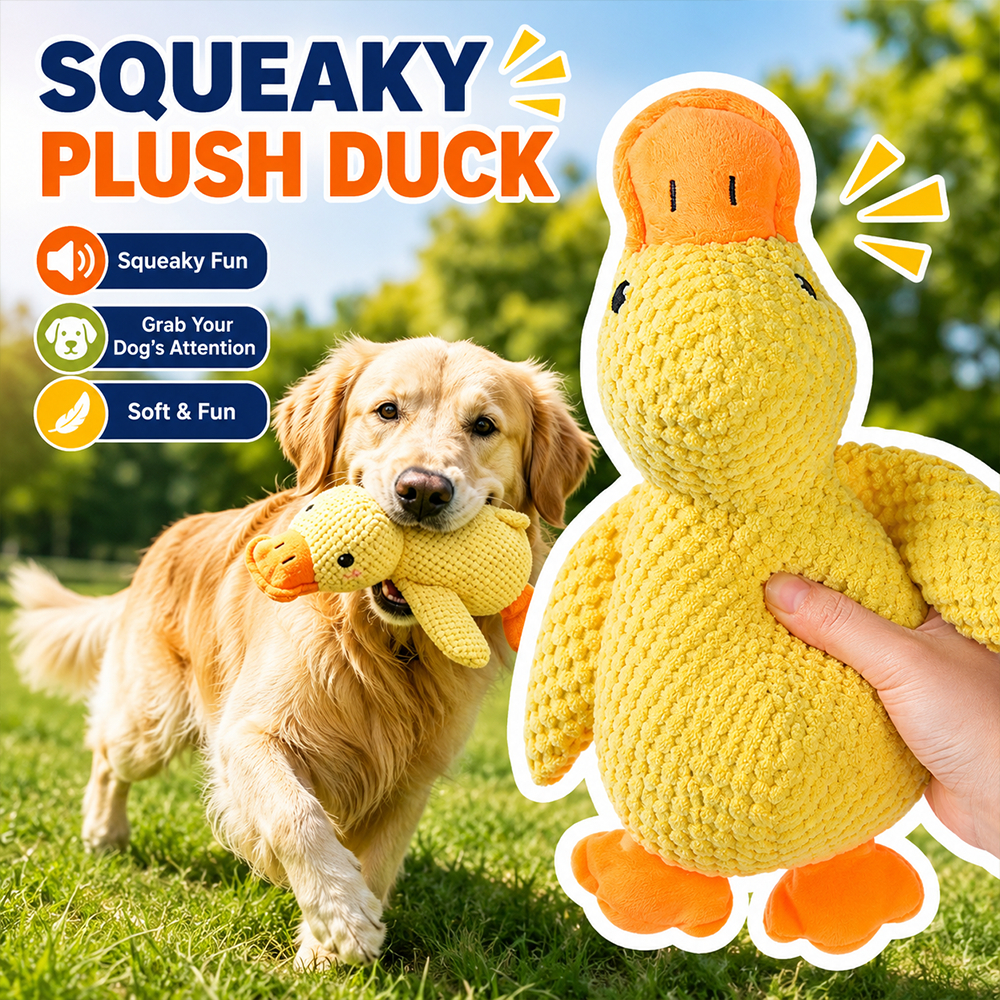 Squeaky ตุ๊กตาเป็ดของเล่นสุนัข Soft Chewable สัตว์เลี้ยงของเล่นสําหรับสุนัข Interactive Puppy ของเล่น PP Cotton Filling