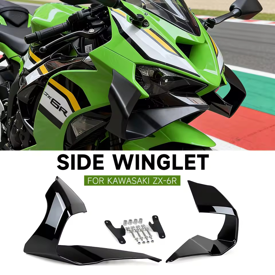 ZX6R 2025 2026 รถจักรยานยนต์ด้านข้าง Winglet สปอยเลอร์ด้านหน้า Wing Fairing Fixed Lower lip Wing Aerodynamic สําหรับ Kawasaki zx6r ZX-6R 2024