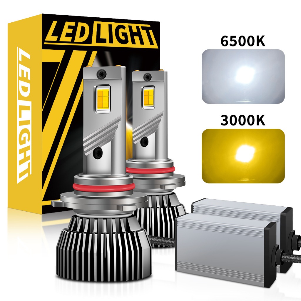 หลอดไฟหน้า LED K5C K7C M6Y 110W 40000LM 12V Super Bright Dual สีสวิทช์สีขาว/สีเหลือง 6000K+3000K H1/