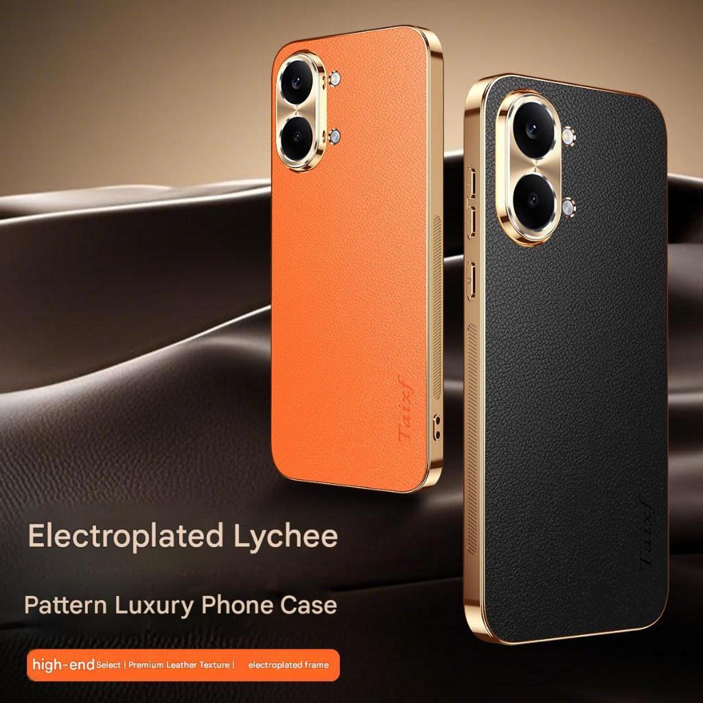 สําหรับ Xiaomi Poco X8 Pro Max X8Pro POCOX8Pro Max 5Gเคสโทรศัพท์Electroplatedลิ้นจี่รูปแบบปลอกกันกระแทกหนังเทียมป้องกันกรณีฝาครอบ