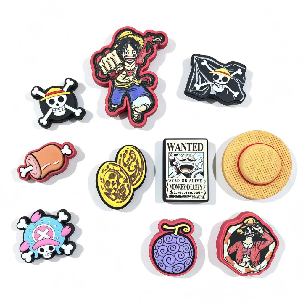 Cros One Piece Series รองเท้ารูการ์ตูนรองเท้าดอกไม้อุปกรณ์ตกแต่งด้านบน diy Matching