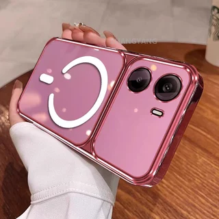 เคสสําหรับ POCO M7 4G เคสโทรศัพท์หน้าต่างขนาดใหญ่ซิลิโคนใสขั้นสูงพร้อมการออกแบบวงแหวนแม่เหล็กใหม่ความงาม