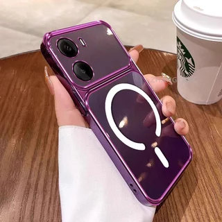 เคสสําหรับ POCO M7 4G เคสโทรศัพท์หน้าต่างขนาดใหญ่ซิลิโคนใสขั้นสูงพร้อมการออกแบบวงแหวนแม่เหล็กใหม่ความงาม