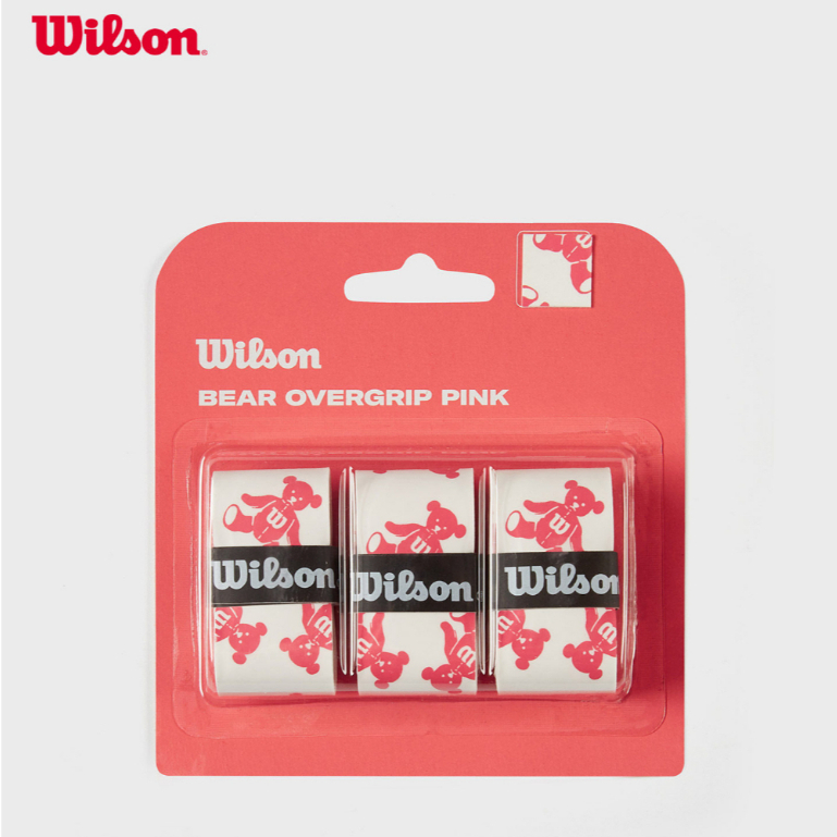 Wilson Bear Pattern อุปกรณ์เทนนิสเข็มขัดดูดซับเหงื่อสบาย Anti-Slip Dry Hand Glue 3pcs Pack