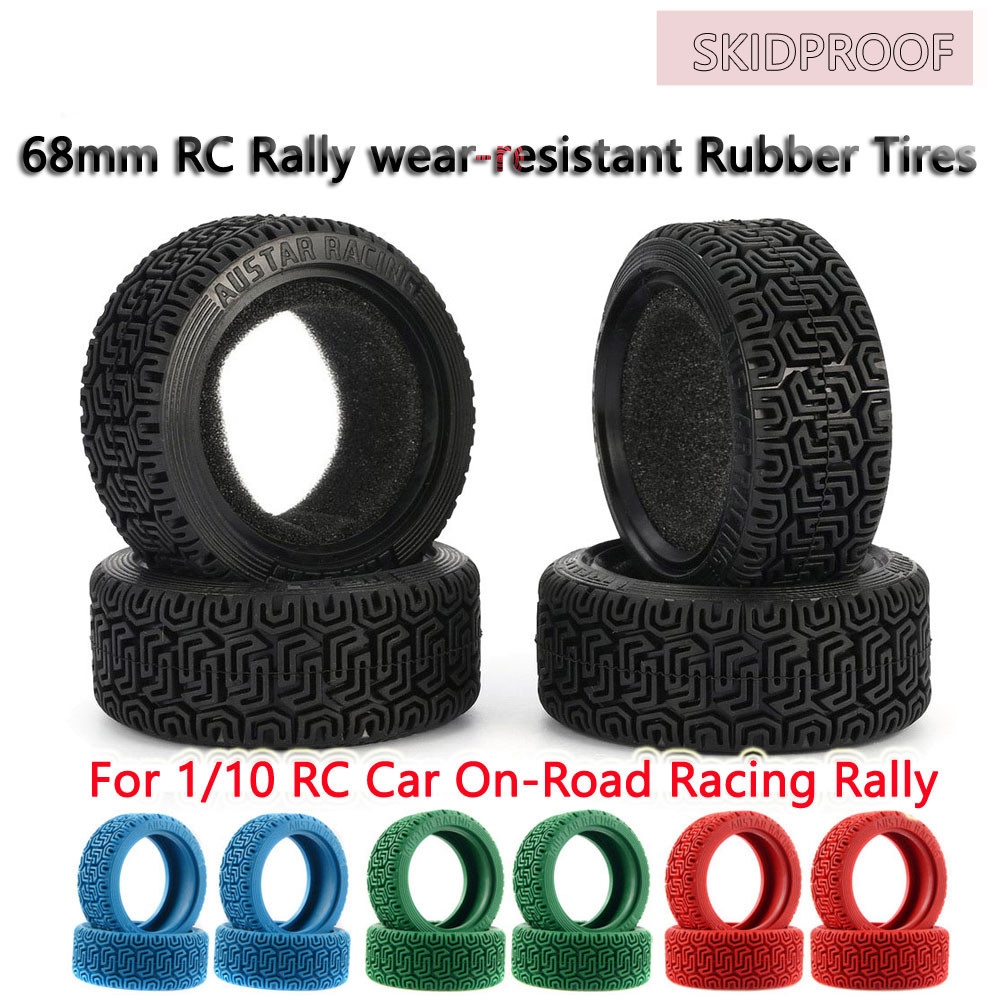 4 ชิ้น YSIDO 68 มิลลิเมตร RC 1/10 Rally ยางยางสําหรับ 1:10 RC รถ On-Road Racing Rally HSP HPI Redcat