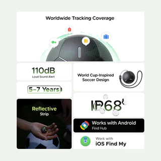 UGREEN อุปกรณ์ติดตามตำแหน่ง FineTrack การออกแบบฟุตบอล Anti Lost Bluetooth5.0 Finder IP68 กันน้ํา Locator รองรับระบบ iOS/Android สำหรับ iPhone 17 16