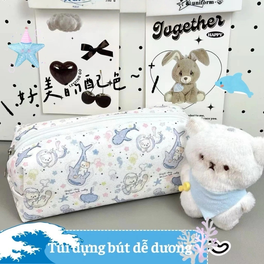น่ารักปลาวาฬปากกากระเป๋าความจุขนาดใหญ่มัลติฟังก์ชั่เครื่องเขียนกระเป๋าของขวัญกรณีดินสอสําหรับนักเรียน