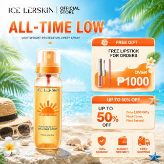 ICE LERSKIN Sunscreen Spray SPF50+ PA+++ | Waterproof Sweatproof Lightweight Non-Sticky – Can Be Used for Makeup Touch-Up 90ML