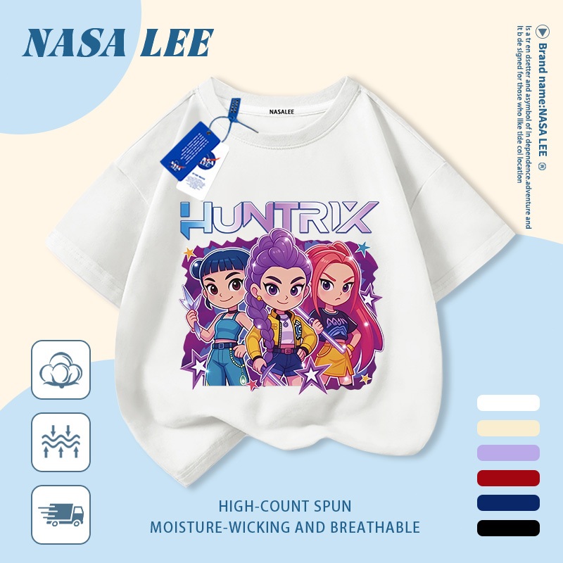 [จัดส่งในวันเดียวกัน] นาซ่า เด็กสีขาวผ้าฝ้ายแท้ระบายอากาศเสื้อยืดการ์ตูน เด็กเหมือน หมวกสีแดงท่อคนงานอินเทรนด์พิมพ์ 3-16 ปีชายหญิงลําลองแขนสั