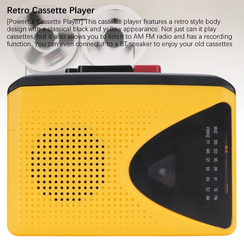 Retro Cassette Player เครื่องบันทึกเทปแบบพกพา AM วิทยุ FM พร้อมลําโพงขนาดใหญ่และแจ็คหูฟังไมโครโฟนในตัวสําหรับบ้านสวน