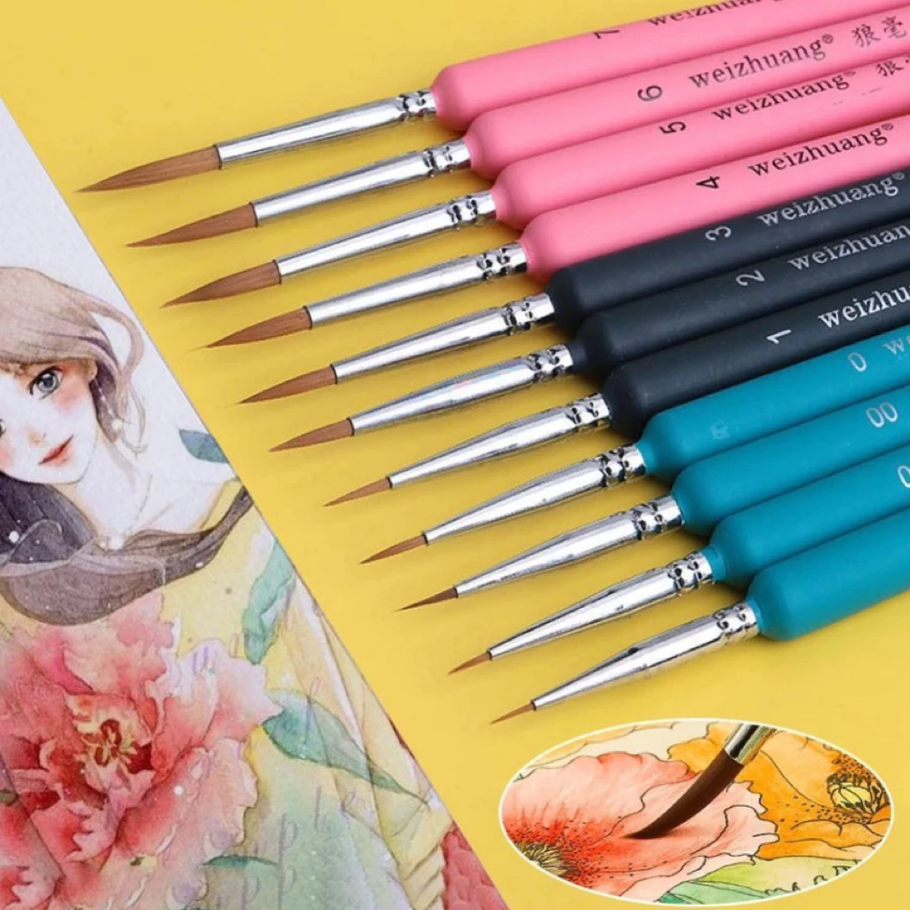 [จัดส่งในพื้นที่] 11 ชิ้นมินิหมาป่าแปรงผมแปรงศิลปะแปรงสีน้ําสีน้ํามันทาสีมือ