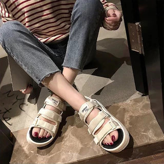 พร้อมส่ง รองเท้าแตะแฟชั่นผู้หญิง สไตล์เกาหลี รองเท้าแตะรัดส้น พื้นหนา สายรัดปรับได้ กันลื่น น้ำหนักเบา ใส่สบาย XZ021