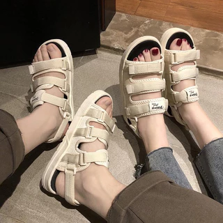พร้อมส่ง รองเท้าแตะแฟชั่นผู้หญิง สไตล์เกาหลี รองเท้าแตะรัดส้น พื้นหนา สายรัดปรับได้ กันลื่น น้ำหนักเบา ใส่สบาย XZ021