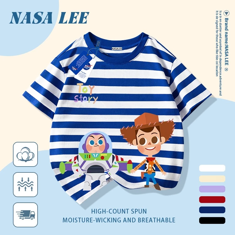 [จัดส่งในวันเดียวกัน] นาซ่า เด็กสีขาวผ้าฝ้ายแท้ระบายอากาศเสื้อยืดการ์ตูน เด็กเหมือน การพิมพ์อินเทรนด์ 3-16 ปีชายหญิงลําลองแขนสั
