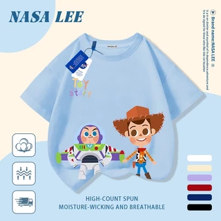 [จัดส่งในวันเดียวกัน] นาซ่า เด็กสีขาวผ้าฝ้ายแท้ระบายอากาศเสื้อยืดการ์ตูน เด็กเหมือน การพิมพ์อินเทรนด์ 3-16 ปีชายหญิงลําลองแขนสั