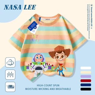 [จัดส่งในวันเดียวกัน] นาซ่า เด็กสีขาวผ้าฝ้ายแท้ระบายอากาศเสื้อยืดการ์ตูน เด็กเหมือน การพิมพ์อินเทรนด์ 3-16 ปีชายหญิงลําลองแขนสั
