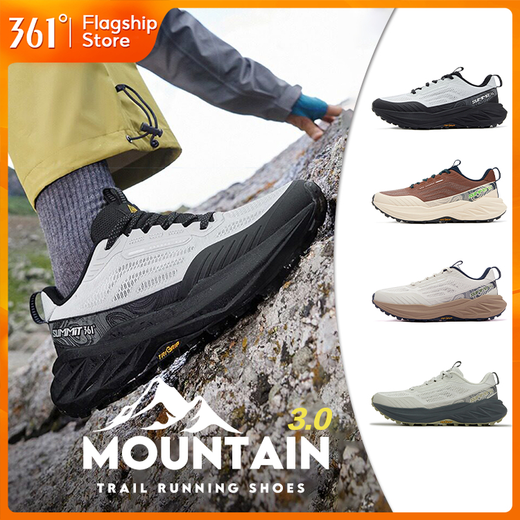 【361 Degrees】YuShan 3.0 | รองเท้าเดินป่ากลางแจ้งสำหรับผู้ชาย รองเท้าเดินป่าออฟโรดที่ดูดซับแรงกระแทกและทนต่อการสึกหรอ 672532214