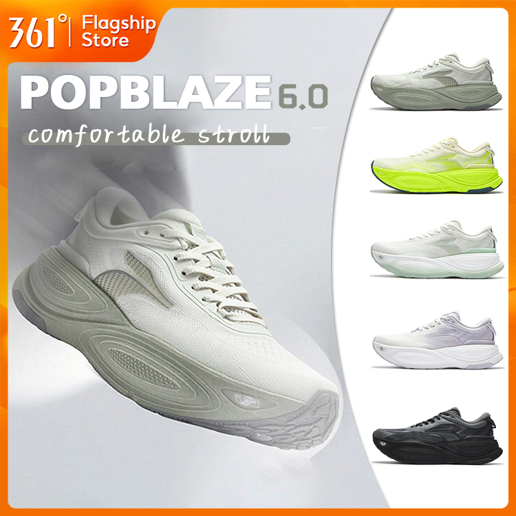 【361 Degrees】Popblaze 6.0 | ประสิทธิภาพการตอบสนองการดูดซับแรงกระแทกระบายอากาศและรองเท้าวิ่งการออกแบบที่เพิ่มความสูง 672622201