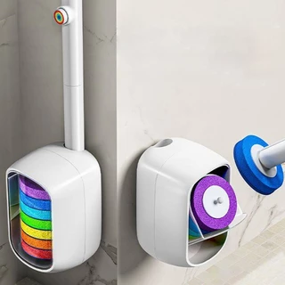 LiteJoy M03 สีรุ้ง แปรงขัดห้องน้ำติดผนังใช้แล้วทิ้ง 360° พร้อมหัวแปรงเปลี่ยนได้ ระบบปลดล็อกเร็ว หน้าต่างนับหัวเหลือ ขายึดแน่นหนา ไม่สัมผัสโถ ประหยัดพื้นที่ ของใช้ในบ้านอัจฉริยะ