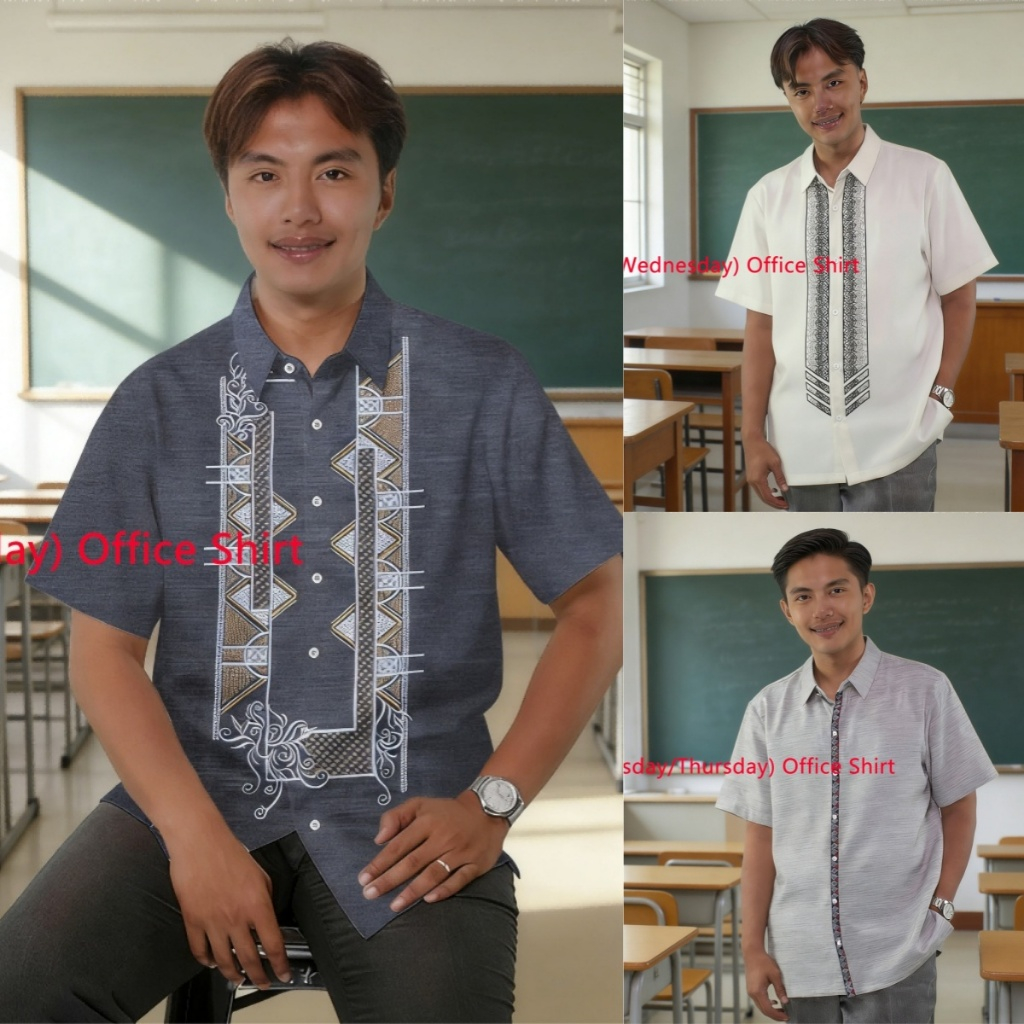2026 Mens Deped Teacher Shirt Uniform Male Ready-To-Wear Barong Teaching Uniform