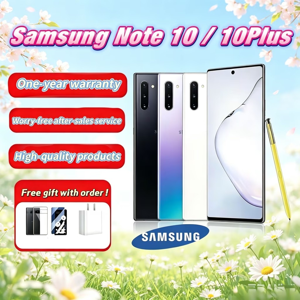 ใหม่เอี่ยม Samsung Galaxy Note 10/10 Plus 4G/5G สภาพดี 256GB 6.8" 4G LTE สมาร์ทโฟนรับประกันหนึ่งปี