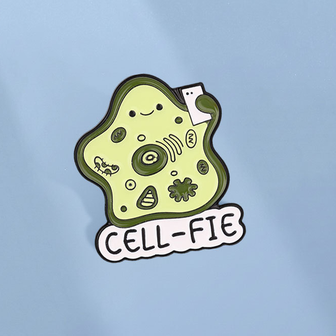 Cell-Fie เคลือบ Pin ตลกวิทยาศาสตร์ชีววิทยาเซลล์เข็มกลัดน่ารักการ์ตูนเซลล์ป้ายกระเป๋าเป้สะพายหลังอุปกรณ์เสริมของขวัญสําหรับนักเรียน