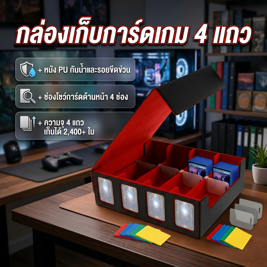 [ลดล้างสต็อก]กล่องเก็บการ์ดเกม มีที่กั้นและที่รองการ์ด กล่องเก็บการ์ดคอมมานเดอร์ กล่องใส่การ์ดเทรดดิ้ง