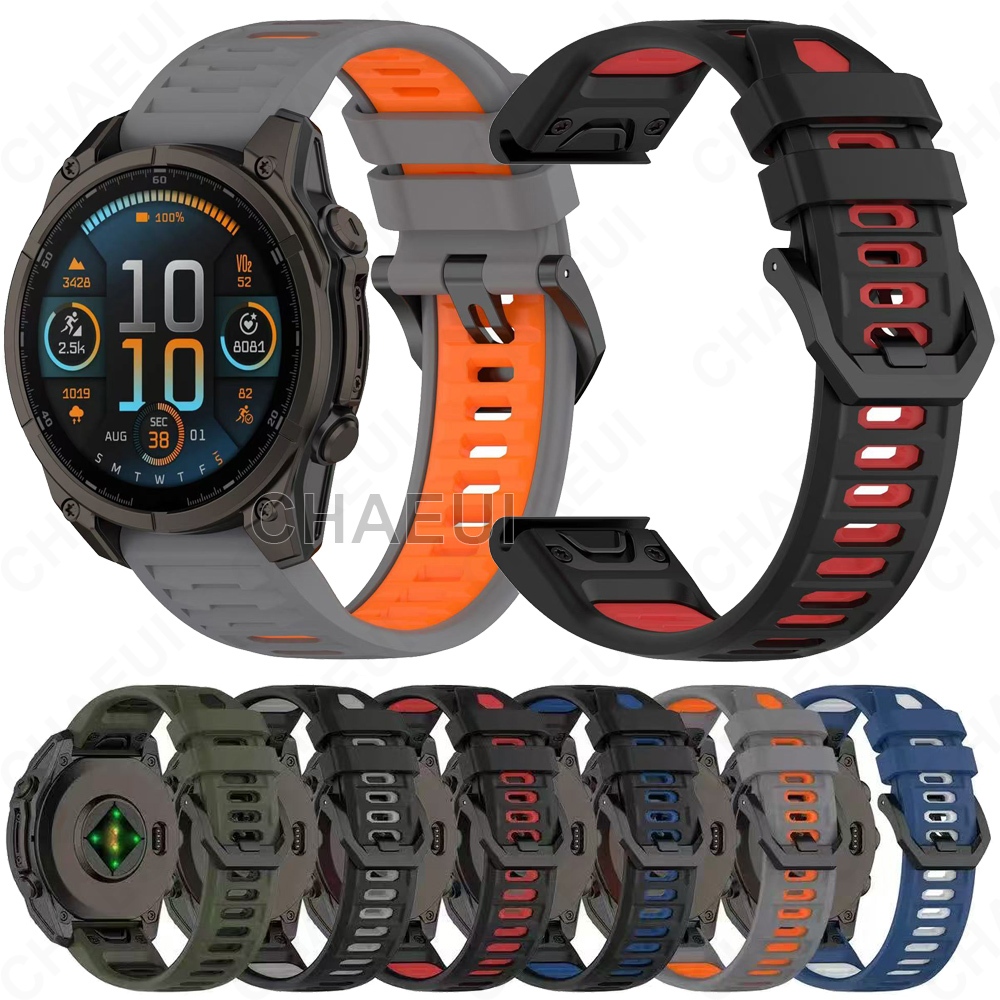 26 มม.สายคล้องคอซิลิโคน 22 มม.สร้อยข้อมืออุปกรณ์เสริมสําหรับ Garmin Fenix 8 51mm 47mm 43mm / Fenix 7X / Fenix3 hr