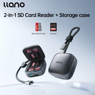 LLANO F17 เครื่องอ่านการ์ดอัจฉริยะ 2-in-1 ความเร็วสูง UHS-II SD & Micro SD Card Reader อะแดปเตอร์, TF 4.0 การ์ดหน่วยความจําพร้อมที่เก็บการ์ด 6 ช่อง, Plug & Play
